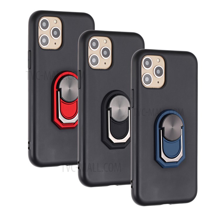 Kickstand Soft Silicone Phone Cover for iPhone 11 Pro Max 6.5 inch - Black/Red-4