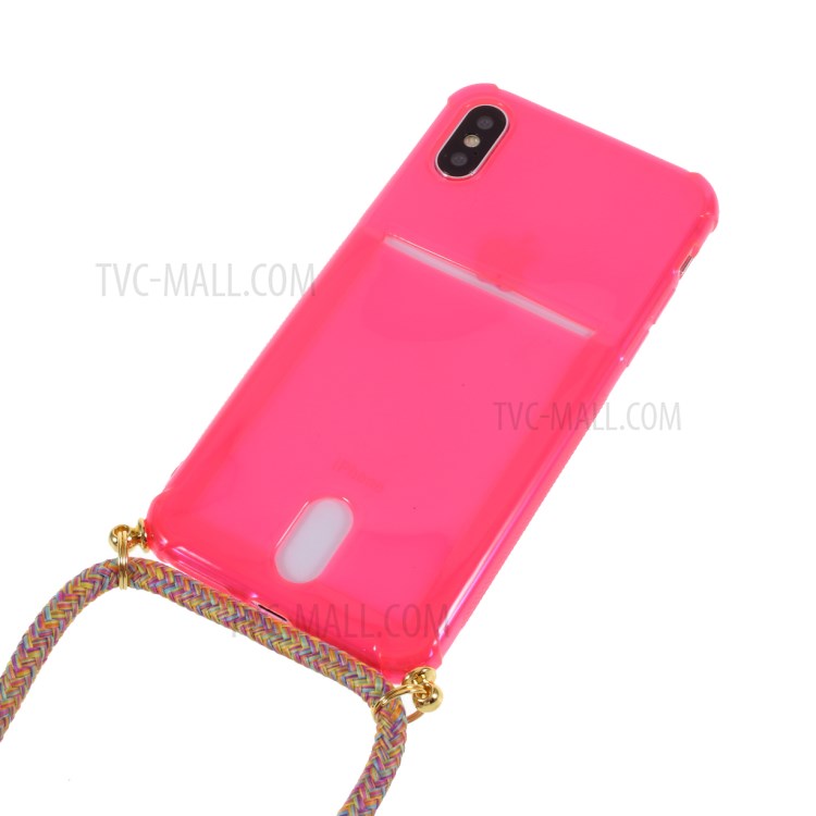 Anti-drop TPU Protective Case with Textile Hanging Rope for iPhone XS 5.8 inch - Rose-2