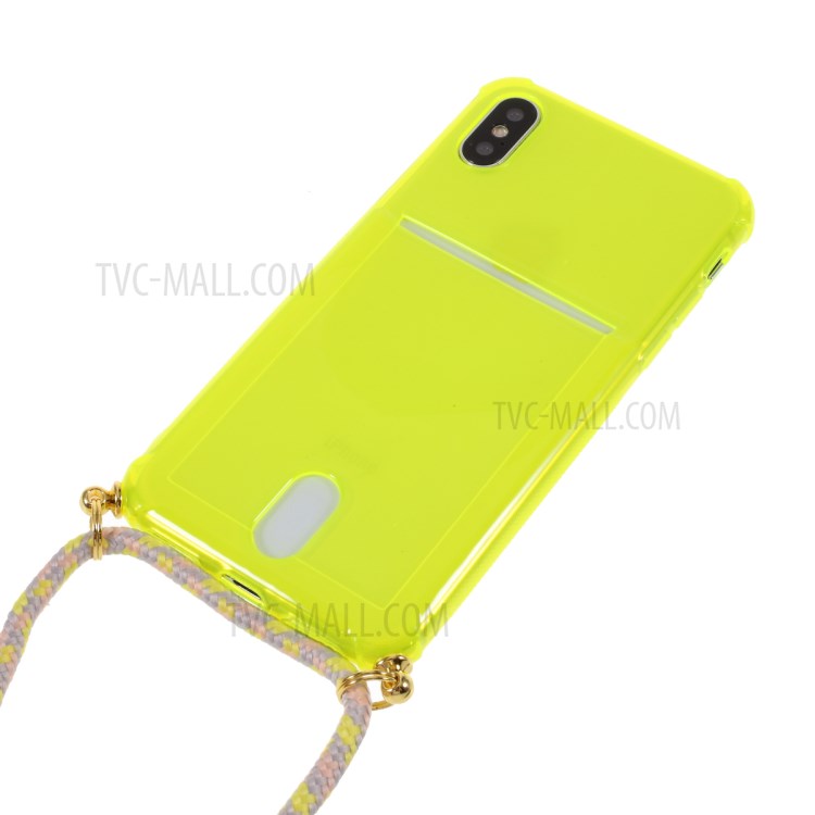Anti-drop TPU Protective Case with Textile Hanging Rope for iPhone XS/X 5.8 inch - Green-2