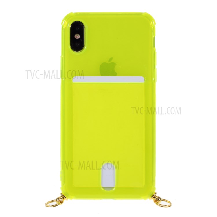 Anti-drop TPU Protective Case with Textile Hanging Rope for iPhone XS/X 5.8 inch - Green-4