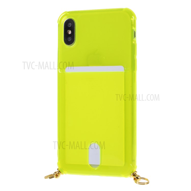 Anti-drop TPU Protective Case with Textile Hanging Rope for iPhone XS/X 5.8 inch - Green-5