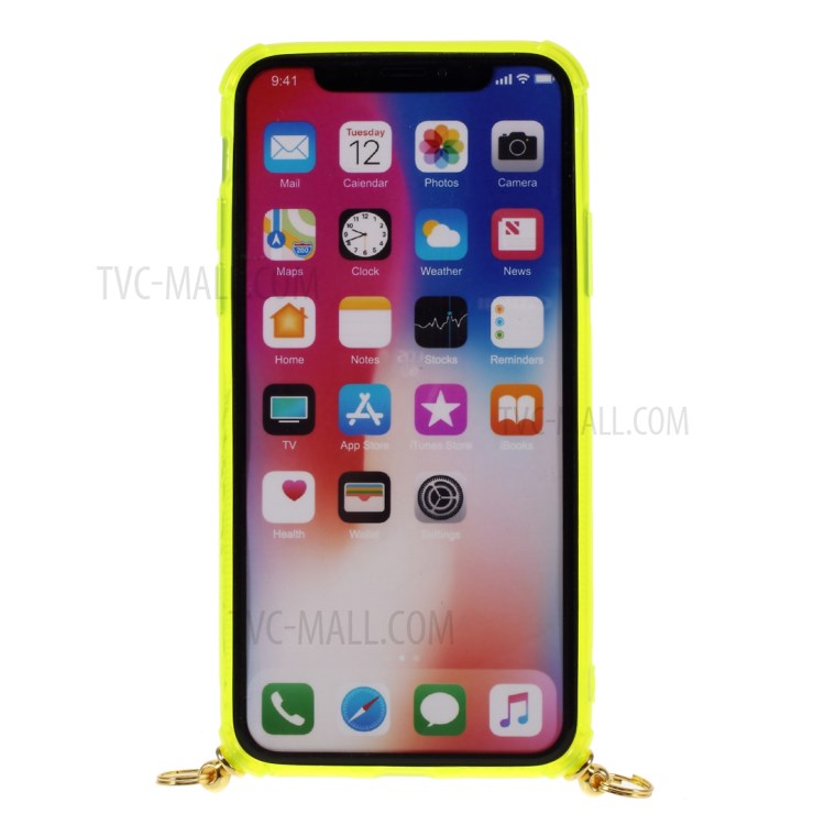 Anti-drop TPU Protective Case with Textile Hanging Rope for iPhone XS/X 5.8 inch - Green-6