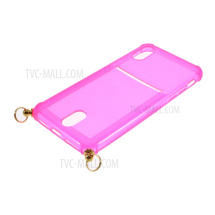 Anti-drop TPU Protective Case with Textile Hanging Rope for iPhone XS/X 5.8 inch - Pink-6