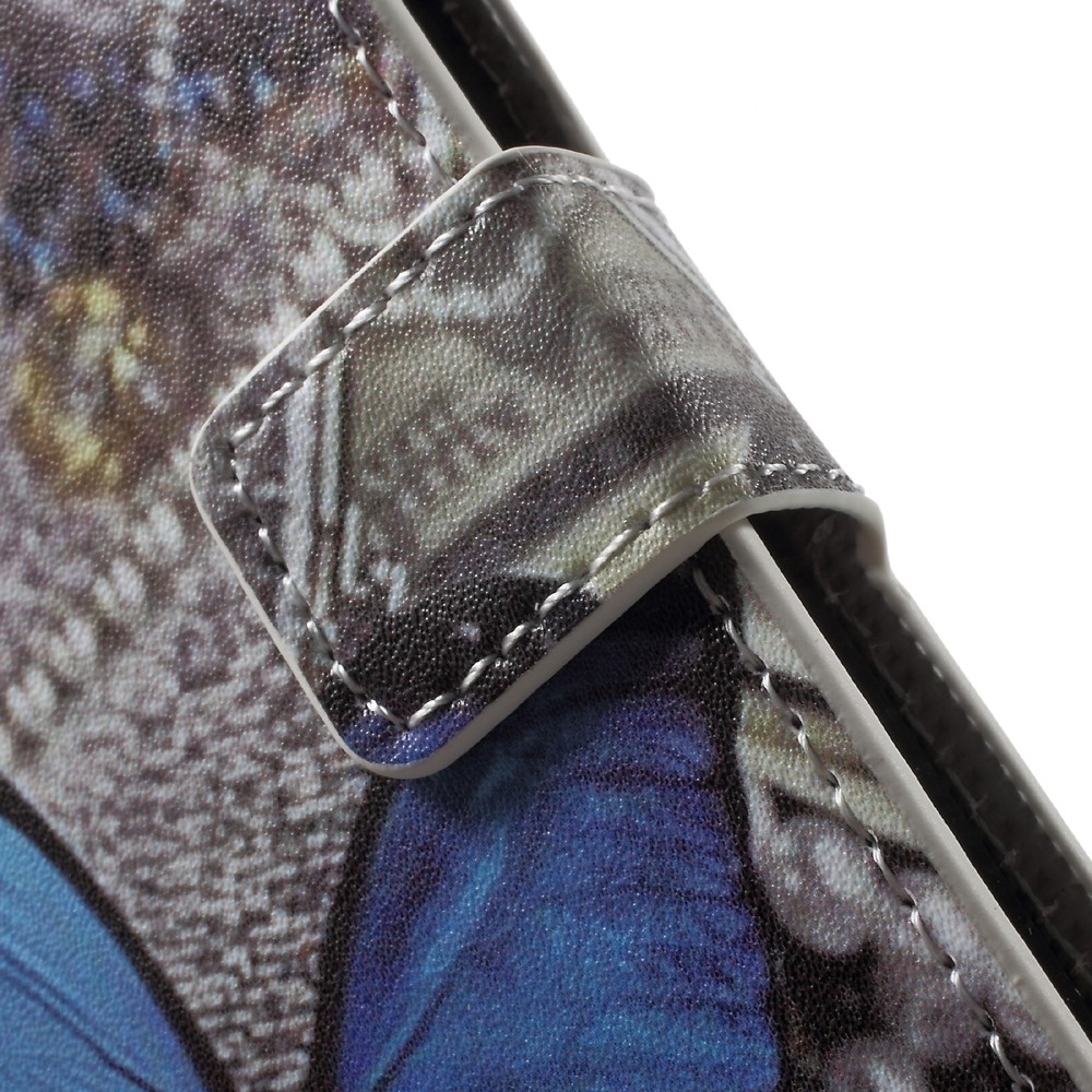 Leather Wallet Stand Case for iPhone SE/5s/5 - Blue Butterfly-7