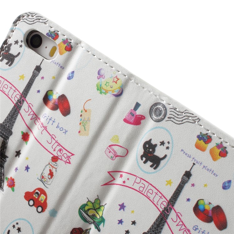 Leather Wallet Stand Case for iPhone SE/5s/5 - Cartoon Patterns-6