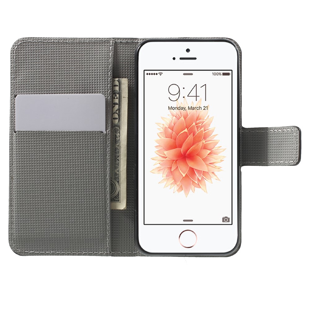 Funda Protectora Del Soporte Del Soporte Del Soporte De La Transferencia De Agua De Transferencia De Agua Para IPhone SE / 5s / 5 - Mariposa Y Flor