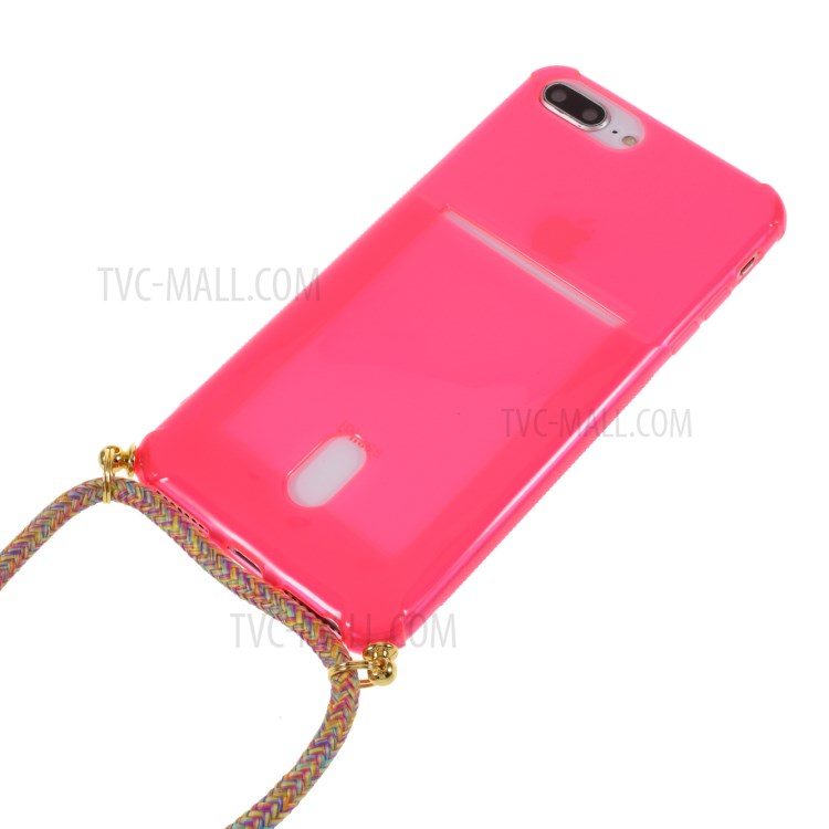 Shock-resistant TPU Phone Case with Textile Hanging Rope for iPhone 8 Plus / 7 Plus / 6 Plus 5.5-inch - Rose-2