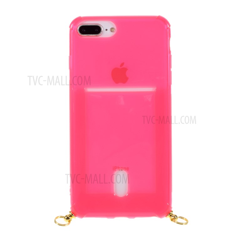 Shock-resistant TPU Phone Case with Textile Hanging Rope for iPhone 8 Plus / 7 Plus / 6 Plus 5.5-inch - Rose-3