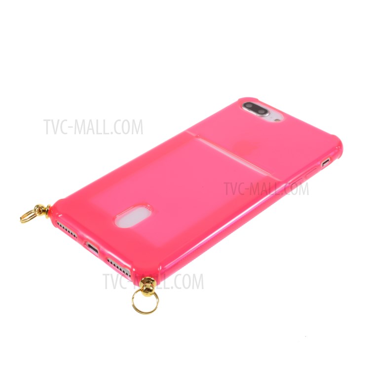 Shock-resistant TPU Phone Case with Textile Hanging Rope for iPhone 8 Plus / 7 Plus / 6 Plus 5.5-inch - Rose-6