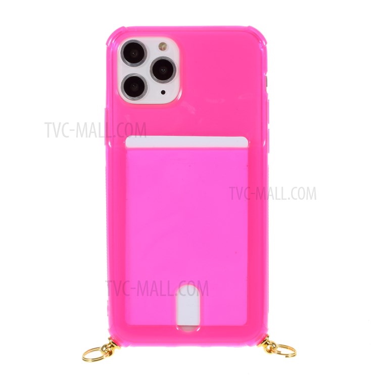 Resistente A Los Golpes Caja Del Teléfono De TPU Con Una Cuerda Colgando Textiles Para El Iphone 11 Pro Máximo De 6,5 Pulgadas - Rosado-4
