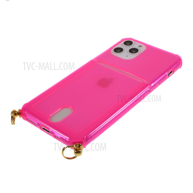 Shock-resistant TPU Phone Case with Textile Hanging Rope for iPhone 11 Pro Max 6.5-inch - Pink-7