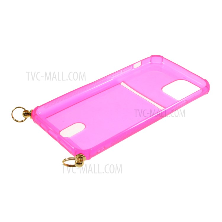 Shock-resistant TPU Phone Case with Textile Hanging Rope for iPhone 11 Pro Max 6.5-inch - Pink-8