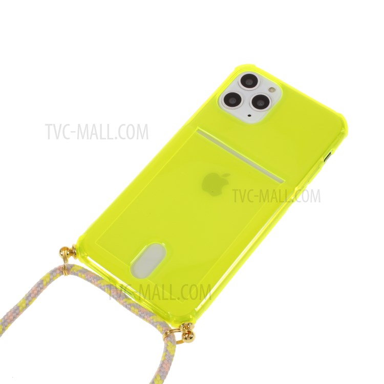 Shock-resistant TPU Phone Case with Textile Hanging Rope for iPhone 11 Pro Max 6.5-inch - Yellow-2