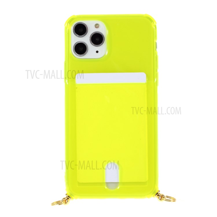Shock-resistant TPU Phone Case with Textile Hanging Rope for iPhone 11 Pro Max 6.5-inch - Yellow-4