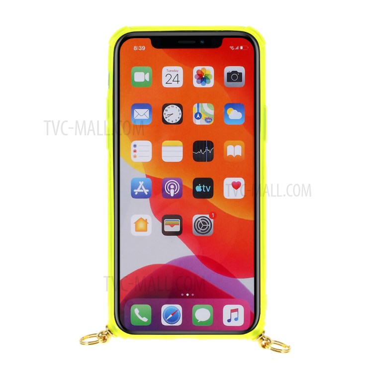 Shock-resistant TPU Phone Case with Textile Hanging Rope for iPhone 11 Pro Max 6.5-inch - Yellow-6