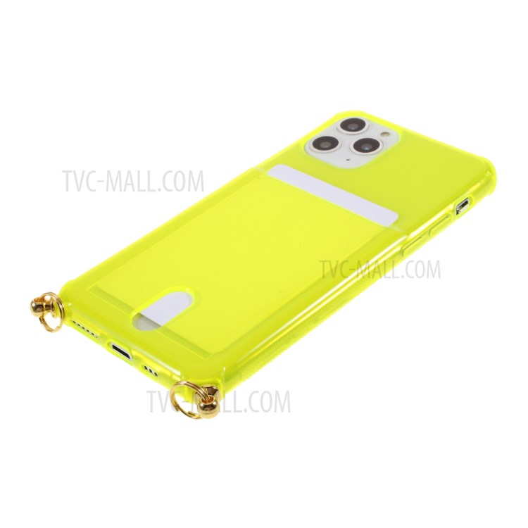 Shock-resistant TPU Phone Case with Textile Hanging Rope for iPhone 11 Pro Max 6.5-inch - Yellow-7