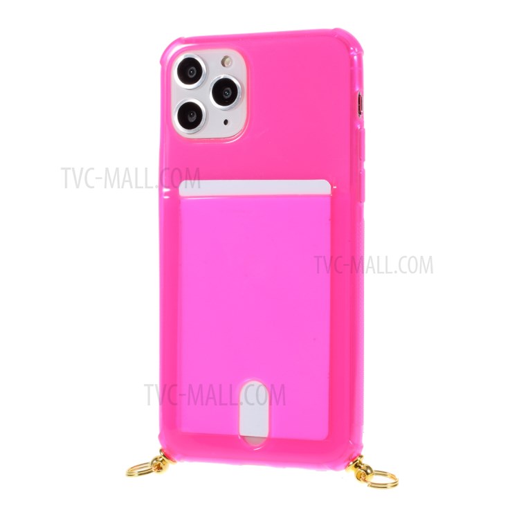 Shock-resistant TPU Phone Case with Textile Hanging Rope for iPhone 11 Pro 5.8-inch - Pink-5