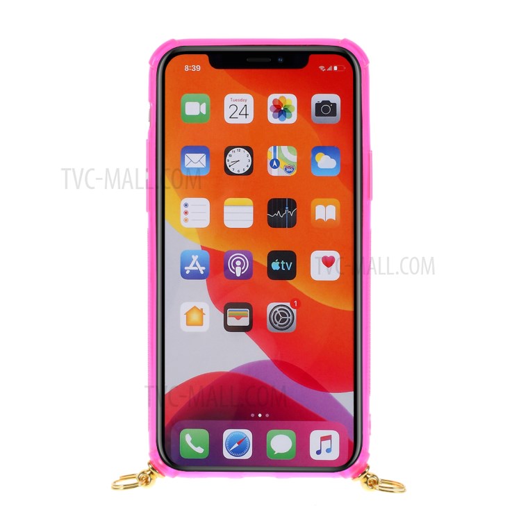 Shock-resistant TPU Phone Case with Textile Hanging Rope for iPhone 11 Pro 5.8-inch - Pink-6