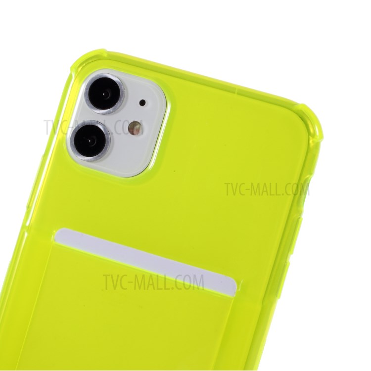 Shock-resistant Card Slot TPU Phone Case with Textile Hanging Rope for iPhone 11 6.1 inch - Yellow-3