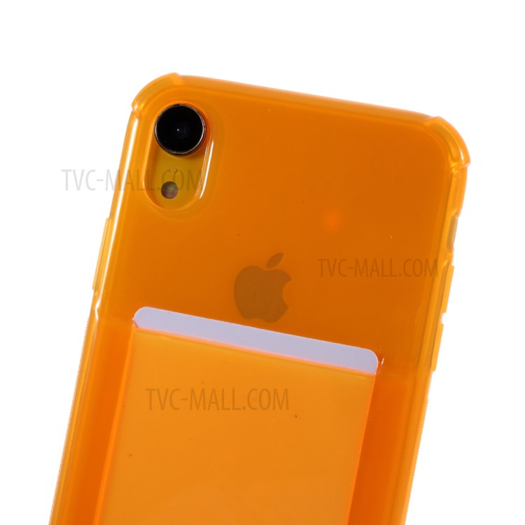 Shock-resistant Card Slot TPU Phone Case with Hanging Rope for iPhone XR 6.1 inch - Orange-3