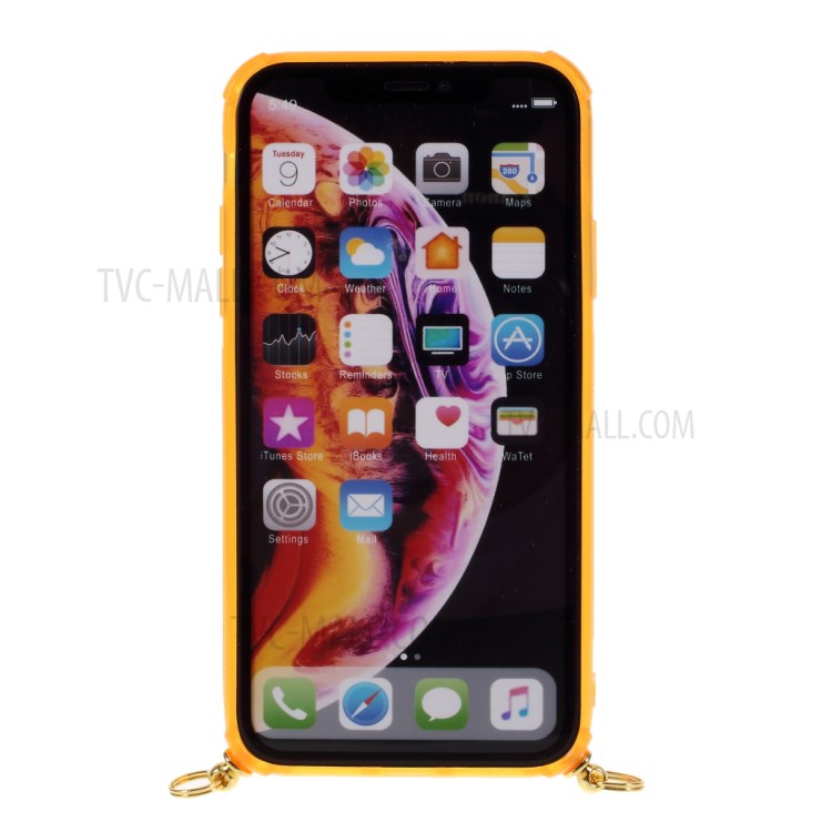 Shock-resistant Card Slot TPU Phone Case with Hanging Rope for iPhone XR 6.1 inch - Orange-6