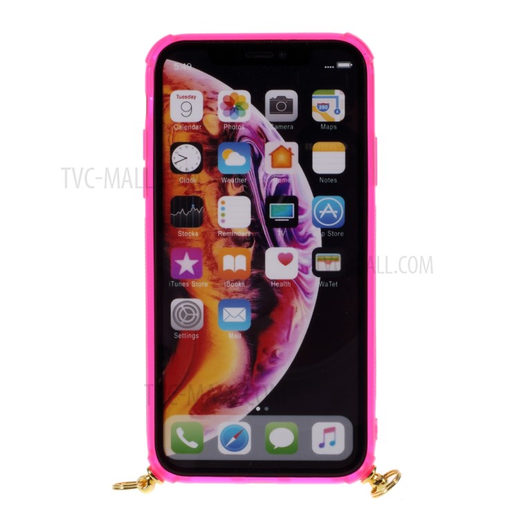 Shock-resistant Card Slot TPU Phone Case with Hanging Rope for iPhone XR 6.1 inch - Pink-5