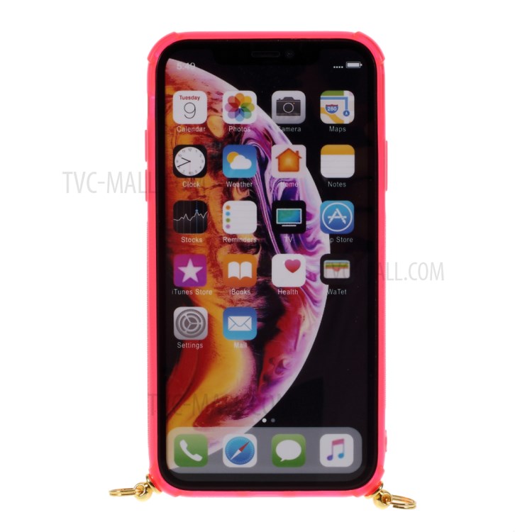 Shock-resistant Card Slot TPU Phone Case with Hanging Rope for iPhone XR 6.1 inch - Rose-5