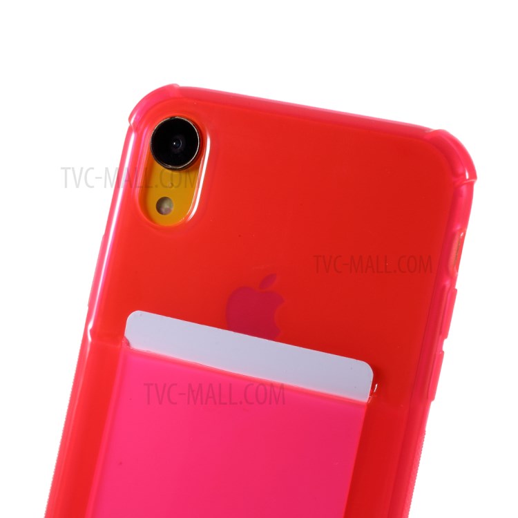 Shock-resistant Card Slot TPU Phone Case with Hanging Rope for iPhone XR 6.1 inch - Rose-6