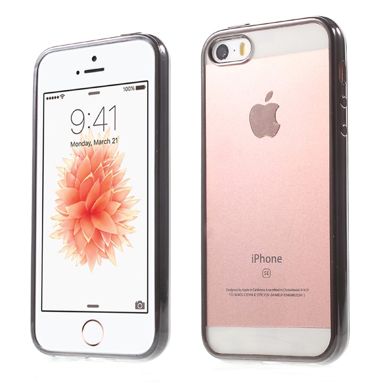 

Electroplating TPU Clear Gel Case Cover for iPhone SE/5s/5 - Grey