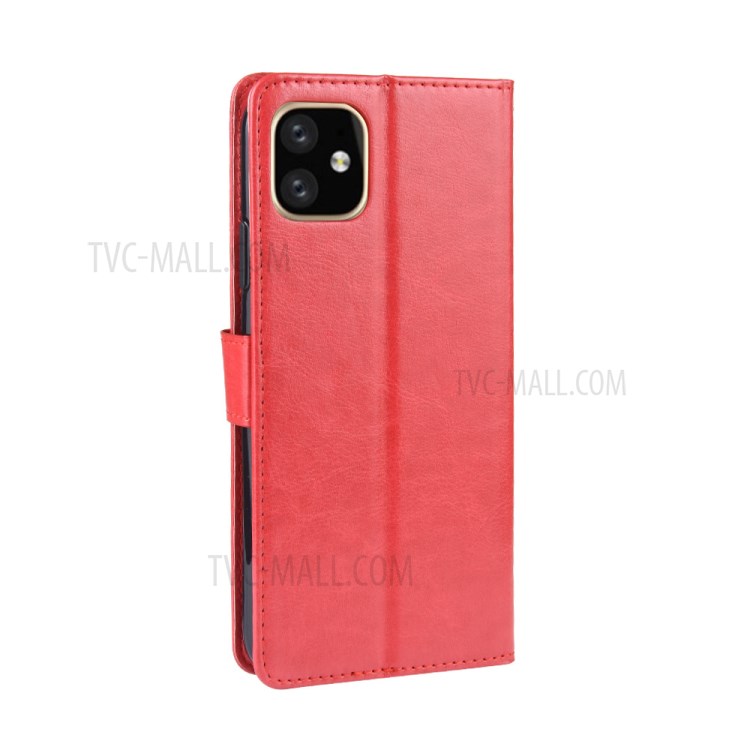 Crazy Horse Unique Leather Case with Strap for iPhone 12 Pro 6.1 inch - Red-7