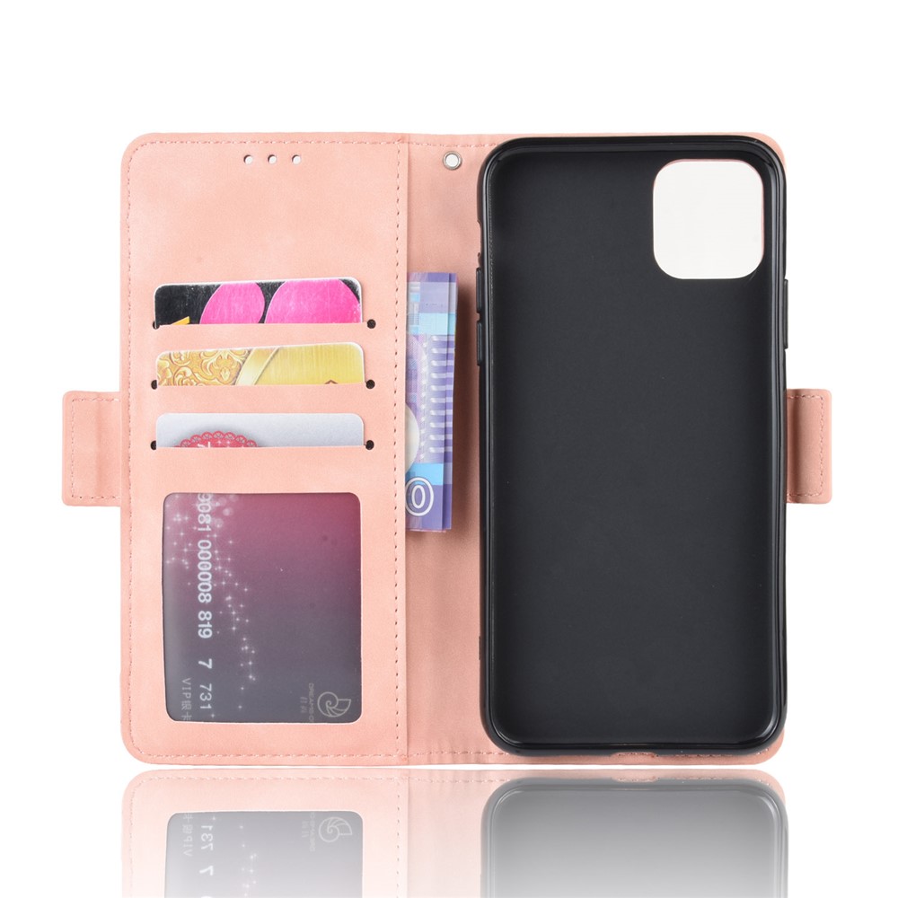 PU Leather with Multiple Card Slots Cell Phone Cover for iPhone 12 Pro 6.1 inch - Pink-4