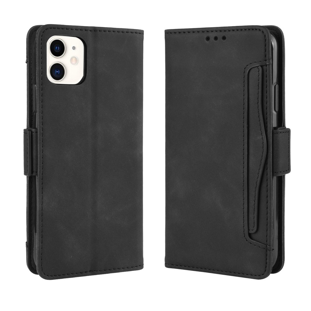 Cuir PU Avec Plusieurs Emplacements de Cartes Couverture Téléphonique Pour L'iphone 12 Avec Fermeture Magnétique - le Noir-2