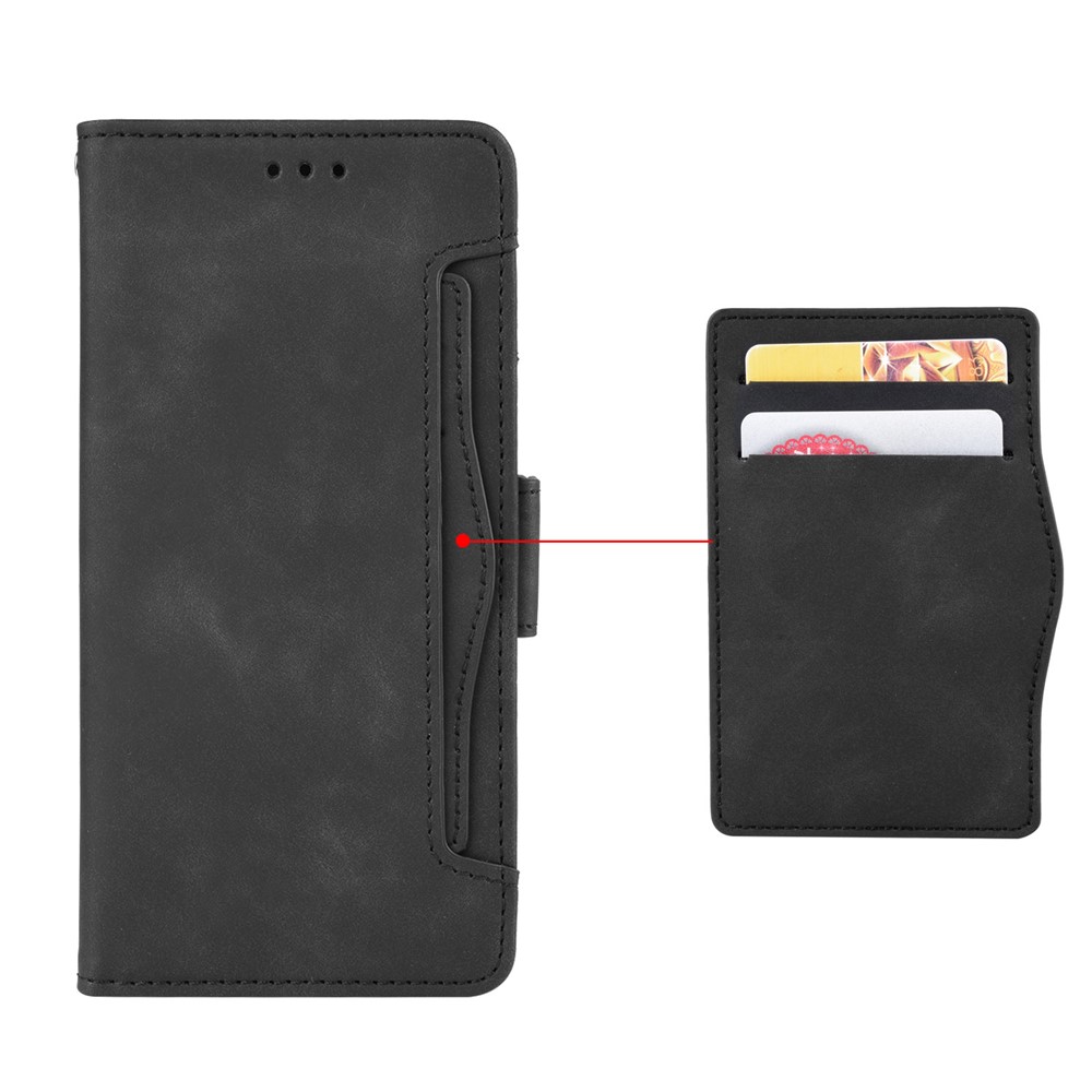 PU Leather Con Múltiples Ranuras Para Tarjetas Cubierta Del Teléfono Para Iphone 12 Con Cierre Magnético de Cierre - Negro-9