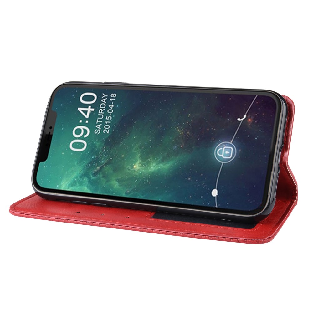 Auto-absorbed Retro PU Leather Cover for iPhone 12 Pro Max 6.7 inch - Red-6