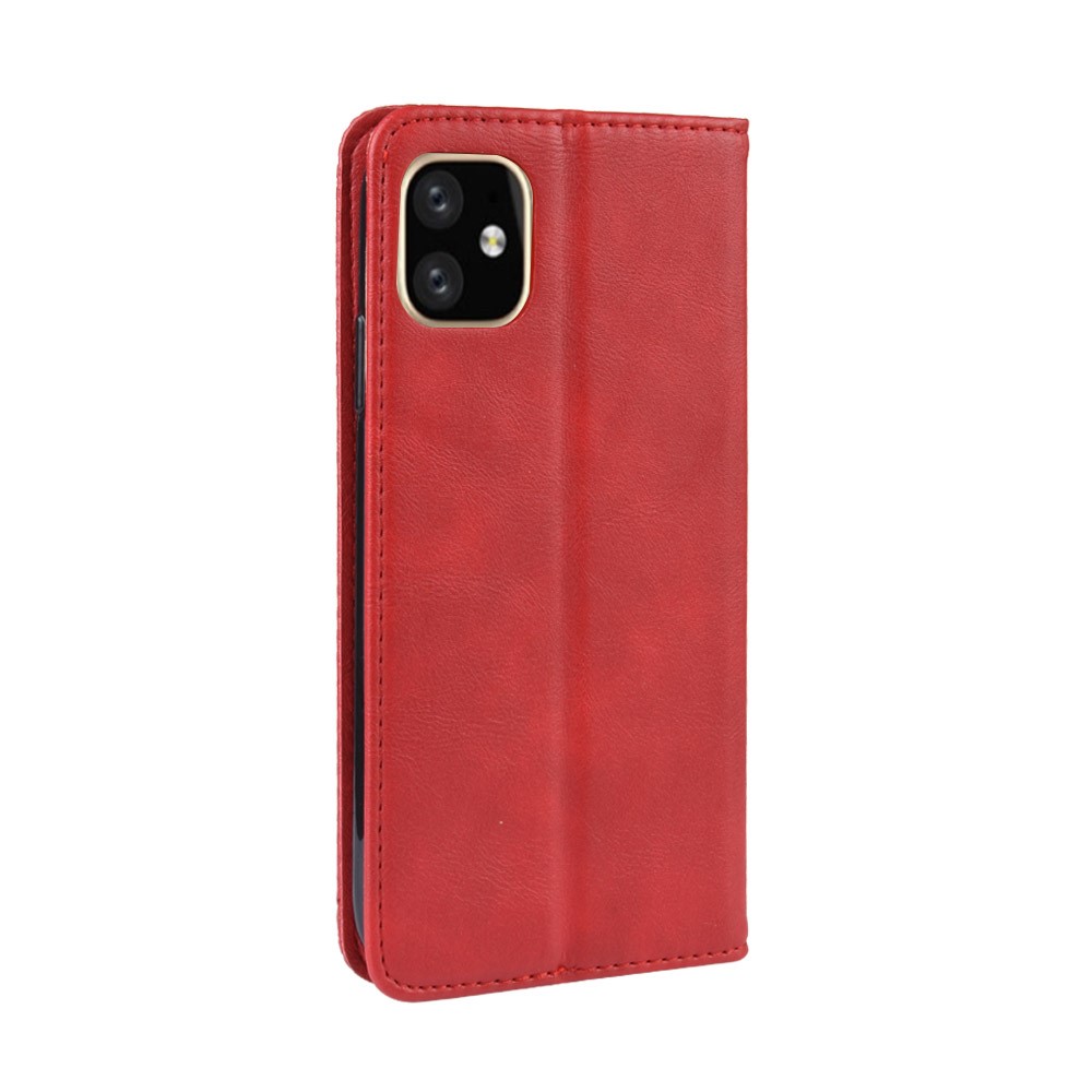 Auto-absorbed Retro PU Leather Cover for iPhone 12 Pro Max 6.7 inch - Red-7