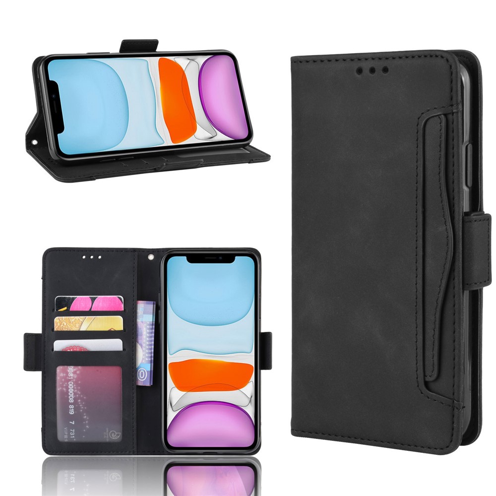 Leather Phone Unique Case with Multiple Card Slots for iPhone 12 Pro Max 6.7 inch - Black-1