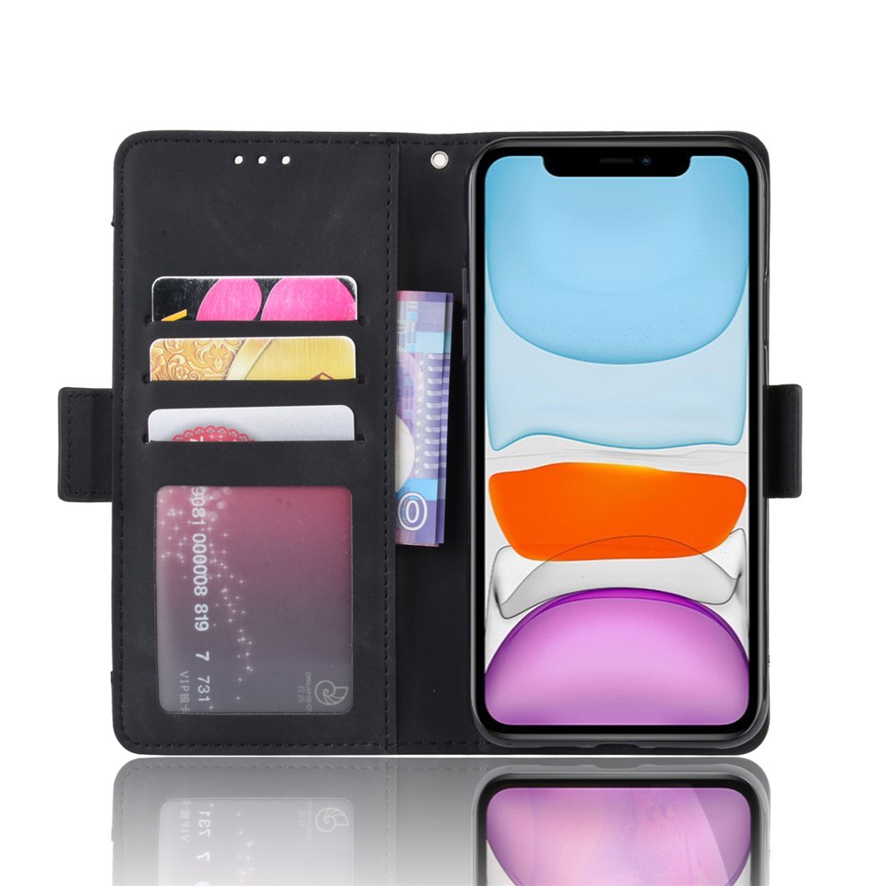 Leather Phone Unique Case with Multiple Card Slots for iPhone 12 Pro Max 6.7 inch - Black-5