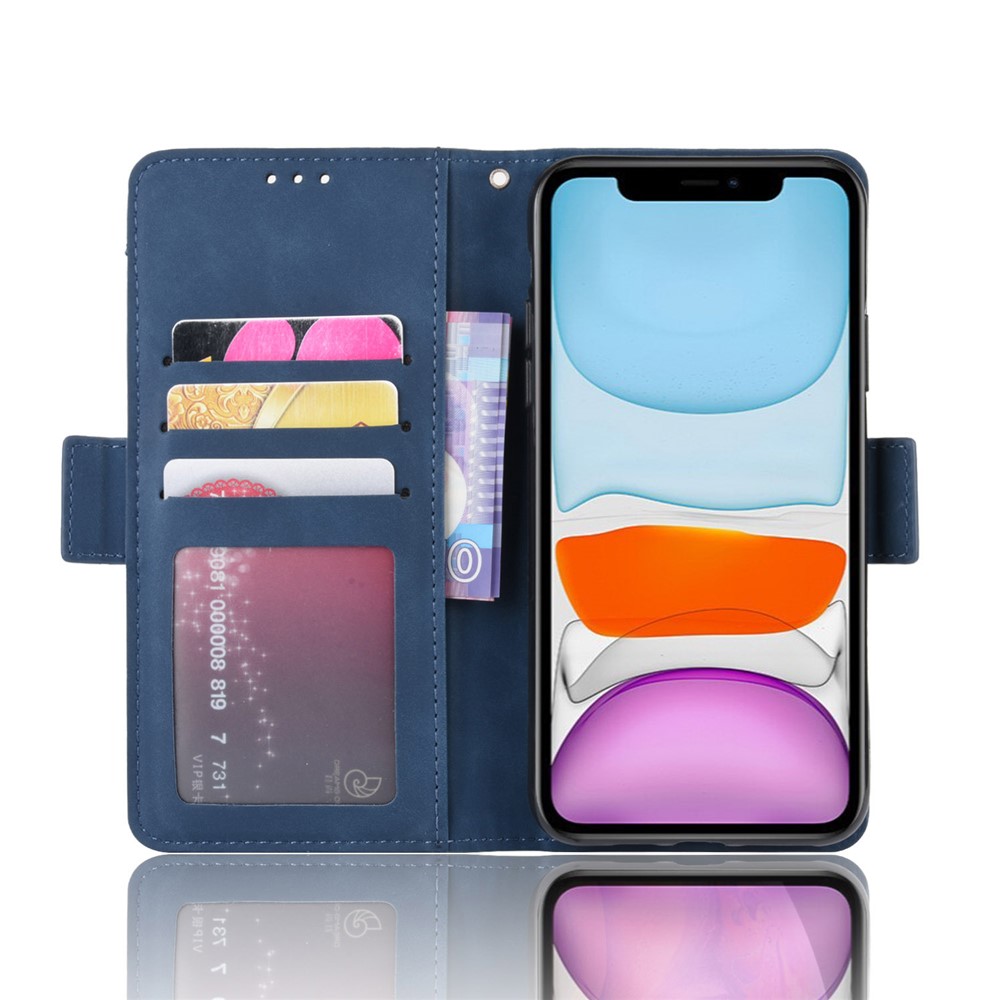 Leather Phone Unique Case with Multiple Card Slots for iPhone 12 Pro Max 6.7 inch - Blue-5