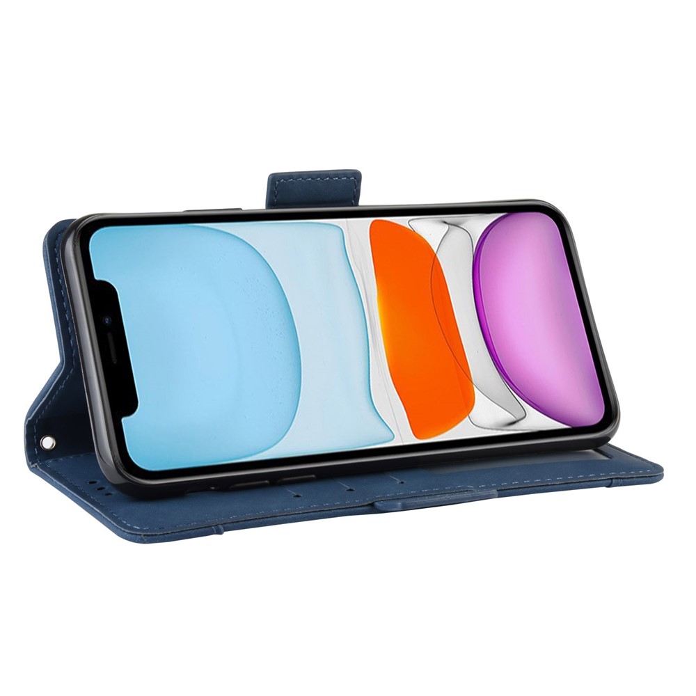 Leather Phone Unique Case with Multiple Card Slots for iPhone 12 Pro Max 6.7 inch - Blue-6