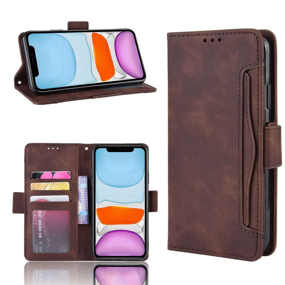 Leather Phone Unique Case with Multiple Card Slots for iPhone 12 Pro Max 6.7 inch - Coffee-1