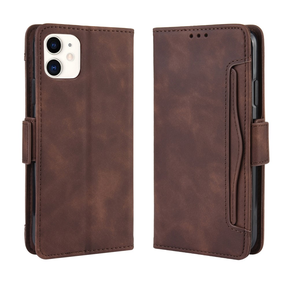 Leather Phone Unique Case with Multiple Card Slots for iPhone 12 Pro Max 6.7 inch - Coffee-2