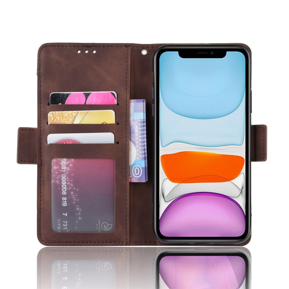 Leather Phone Unique Case with Multiple Card Slots for iPhone 12 Pro Max 6.7 inch - Coffee-5