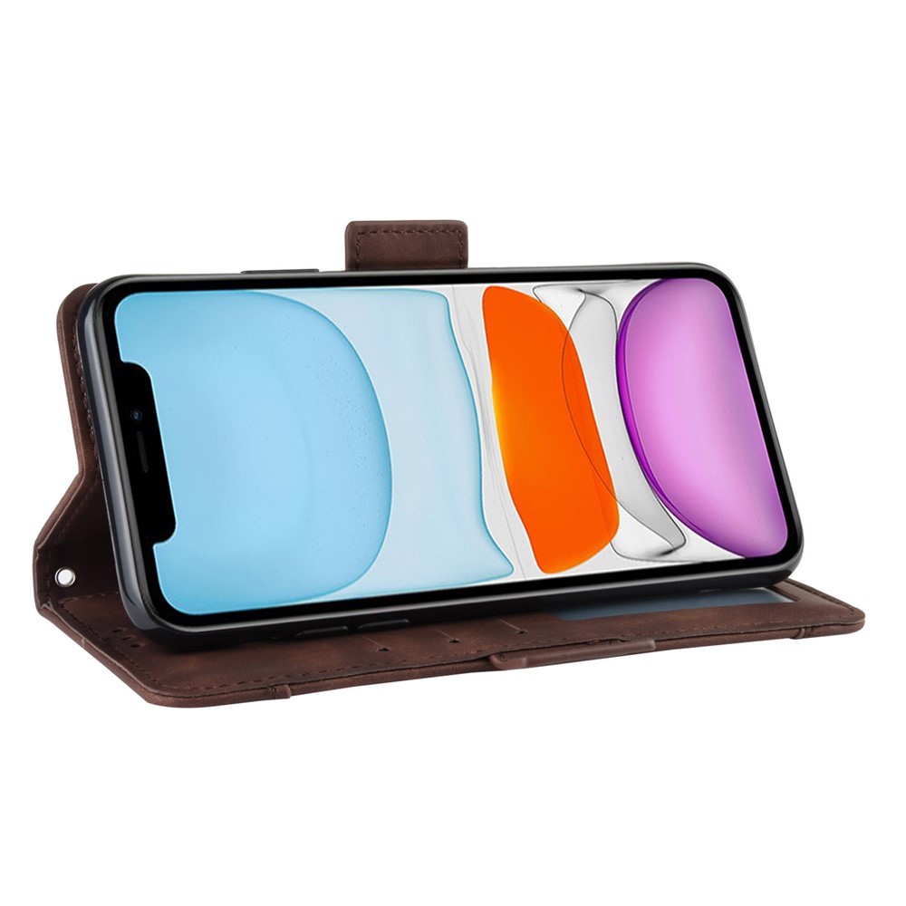 Leather Phone Unique Case with Multiple Card Slots for iPhone 12 Pro Max 6.7 inch - Coffee-6