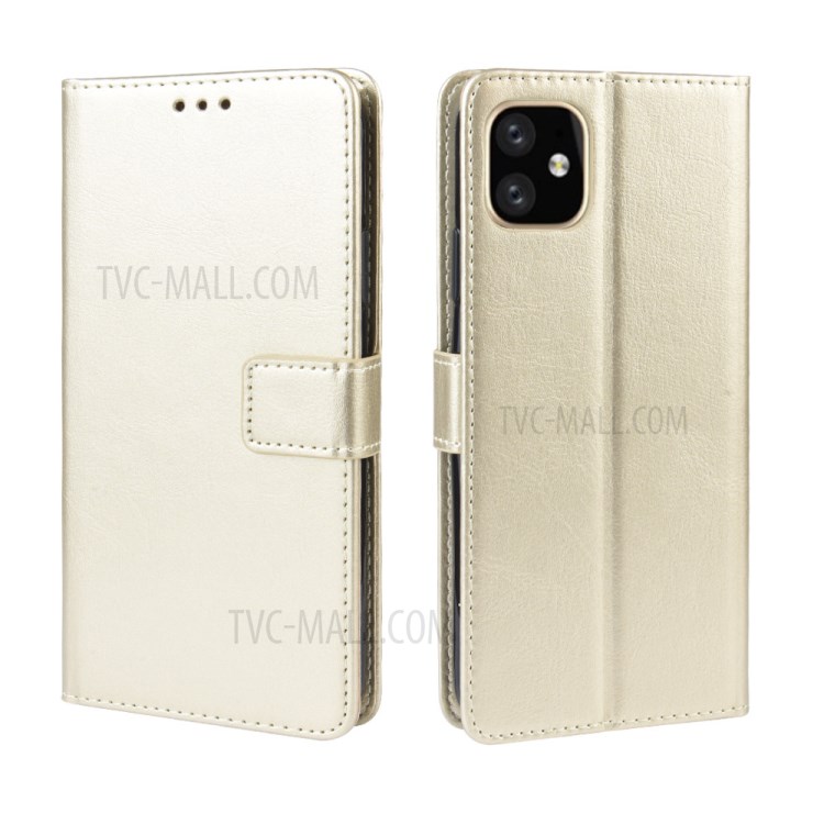 Crazy Horse Surface PU Leather Phone Shell for iPhone 12 Pro Max 6.7 inch - Gold-3