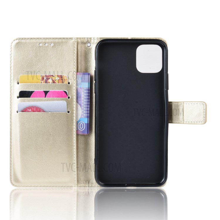 Crazy Horse Surface PU Leather Phone Shell for iPhone 12 Pro Max 6.7 inch - Gold-5