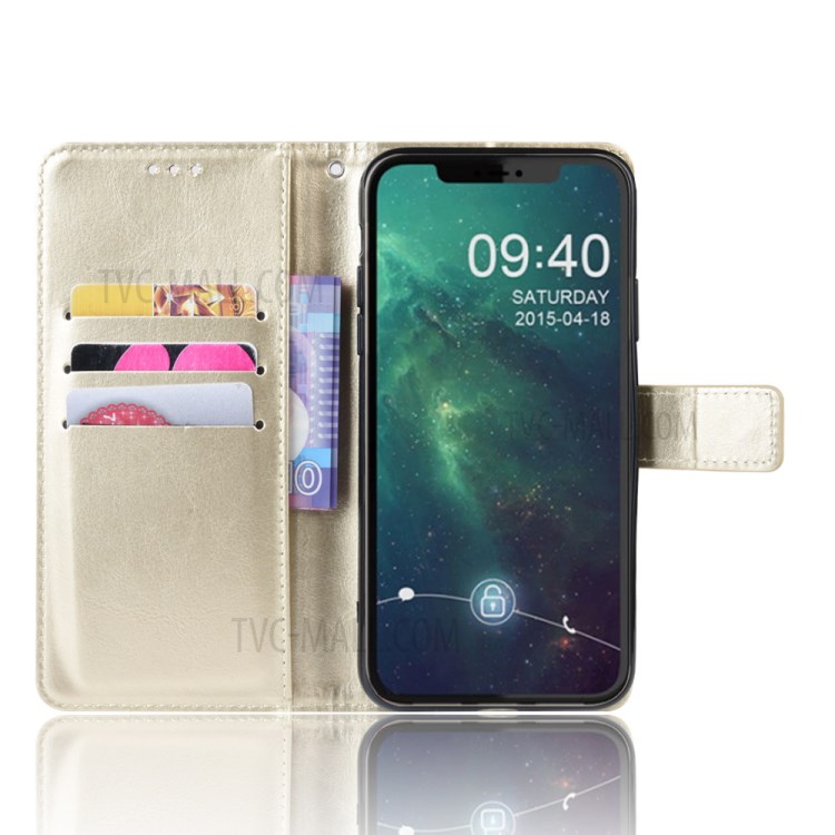 Crazy Horse Surface PU Leather Phone Shell for iPhone 12 Pro Max 6.7 inch - Gold-6