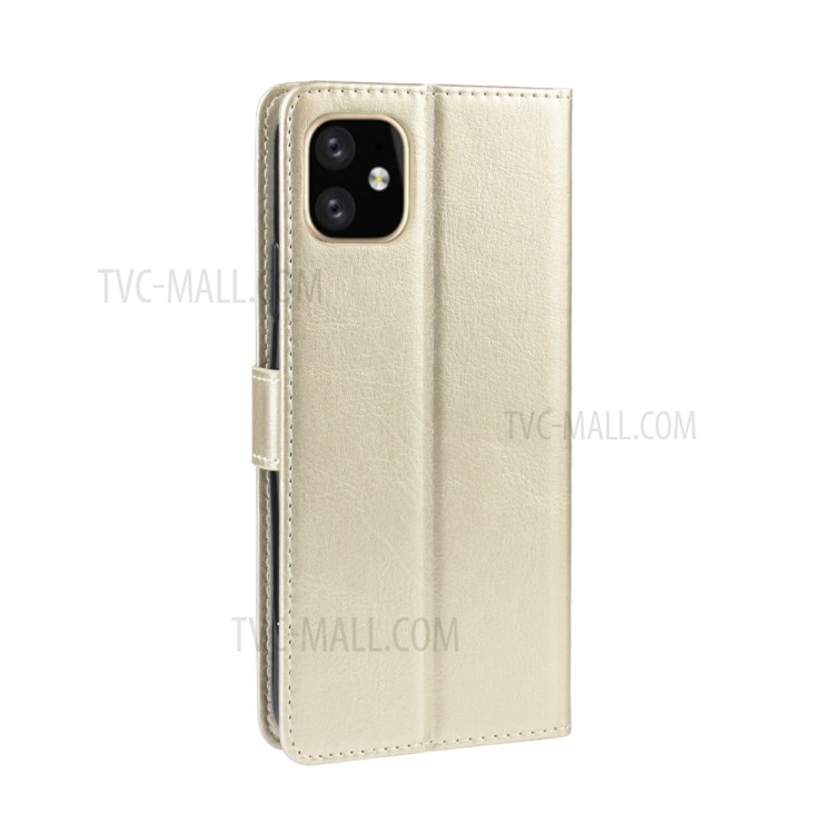 Crazy Horse Surface PU Leather Phone Shell for iPhone 12 Pro Max 6.7 inch - Gold-8