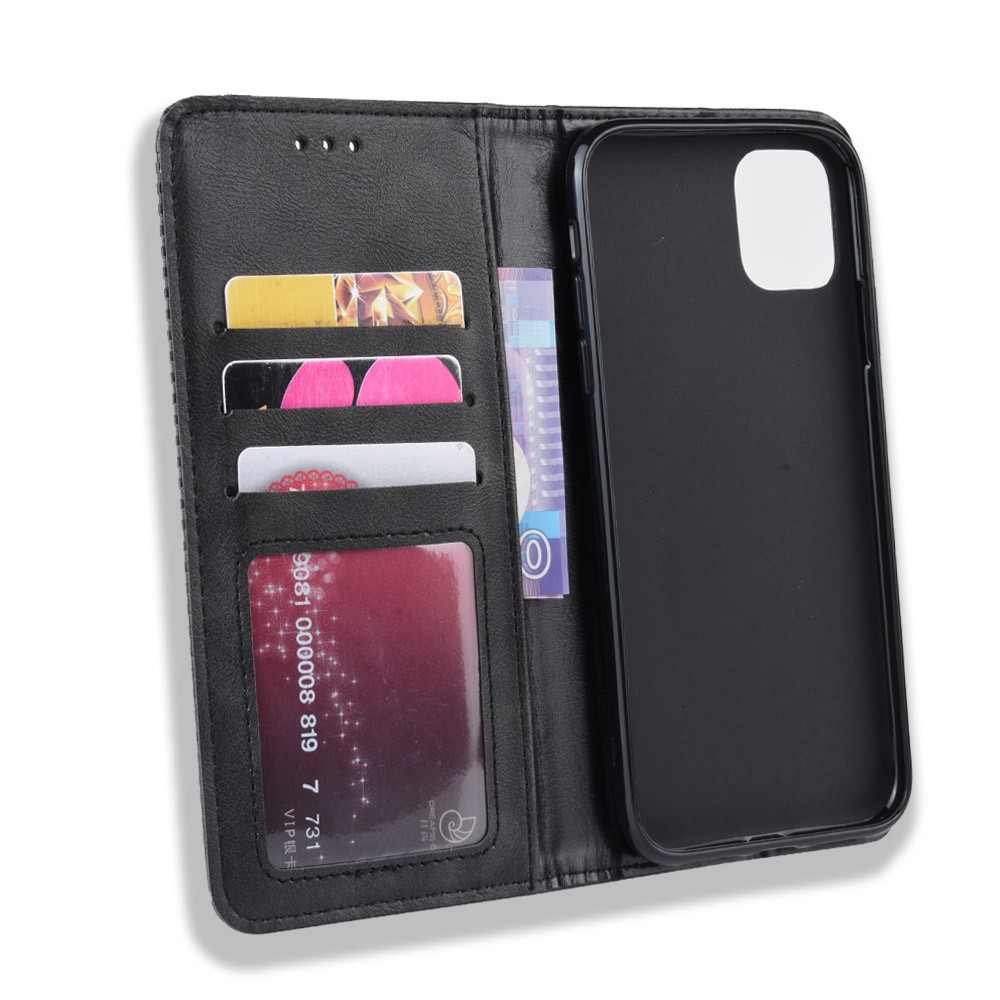 Auto-absorbierte Retro-PU-Lederabdeckung Für IPhone 12 Mini - Schwarz