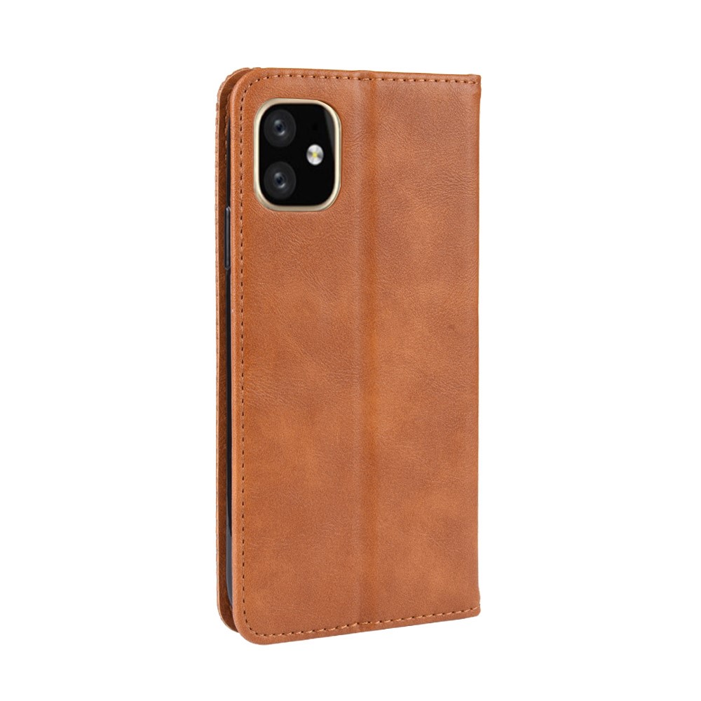 Auto-absorbed Retro PU Leather Cover for iPhone 12 5.4 inch - Brown-10