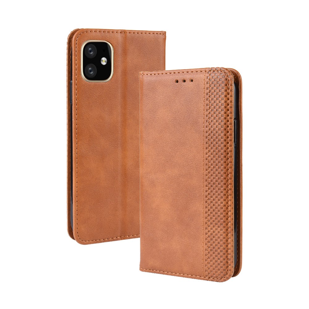 Auto-absorbed Retro PU Leather Cover for iPhone 12 5.4 inch - Brown-2
